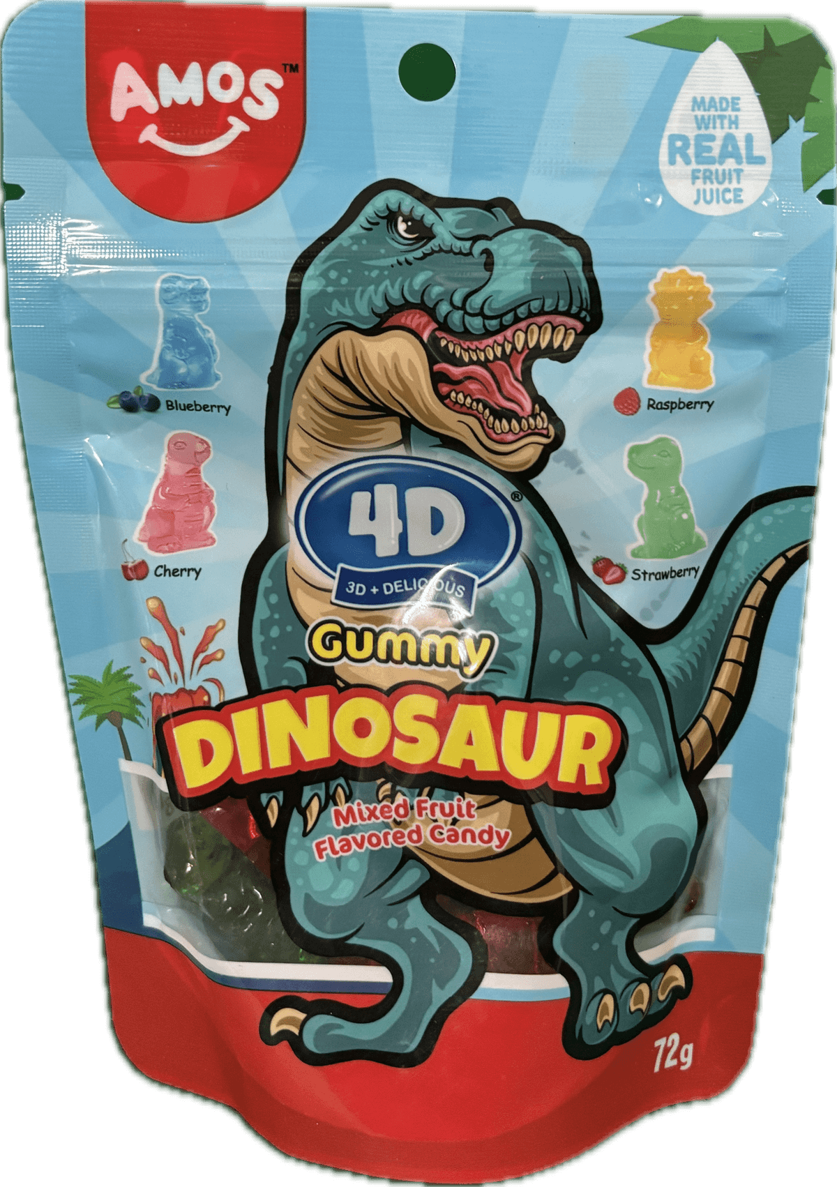 Amos 4D Gummy Dinosaurs 72g*36